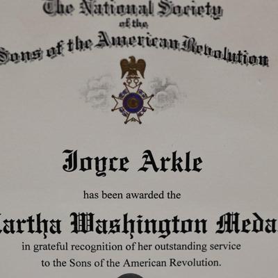 Framed & Unframed Sons of the American Revolution Certificate