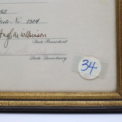 Framed & Unframed Sons of the American Revolution Certificate