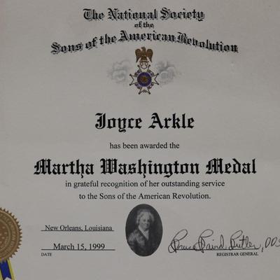 Framed & Unframed Sons of the American Revolution Certificate