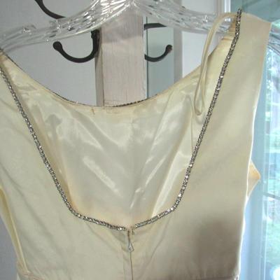 Vintage Ladies Long Sleeveless Evening Gown, Rhinestone Neckline