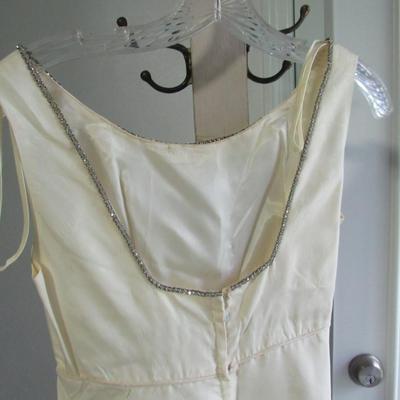 Vintage Ladies Long Sleeveless Evening Gown, Rhinestone Neckline