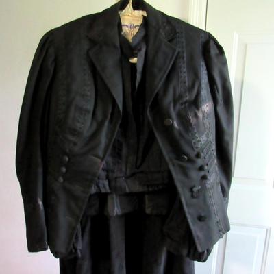 Antique Victorian Appr 1870s-80s, All Black 3 Piece Top, Skirt, Jacket, SEE ALL 52 PHOTOS, Nice!