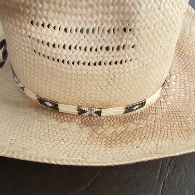 Older Men's Straw Hat With Native American Beadwork