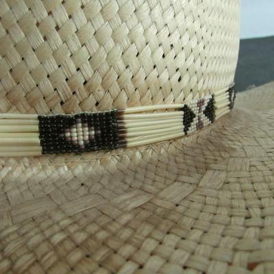 Older Men's Straw Hat With Native American Beadwork