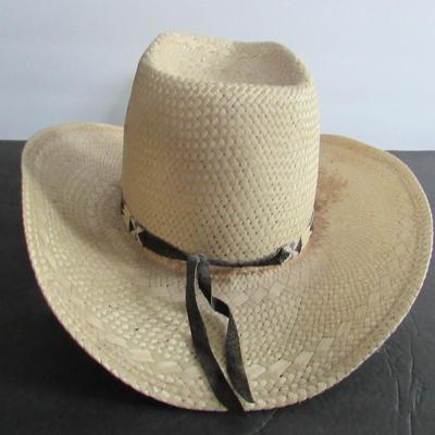 Older Men's Straw Hat With Native American Beadwork
