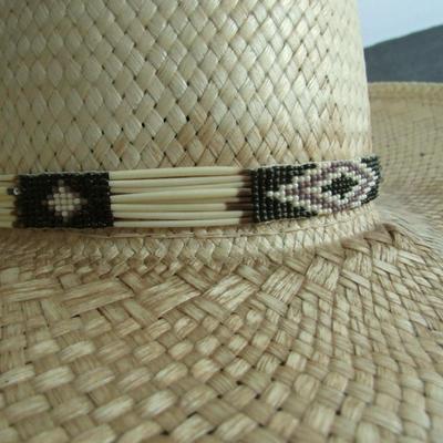 Older Men's Straw Hat With Native American Beadwork