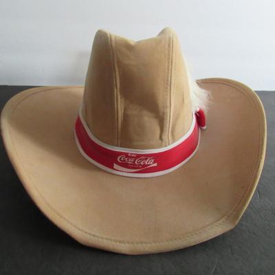 Older Men's Coca Cola Cowboy Hat With Feather, M