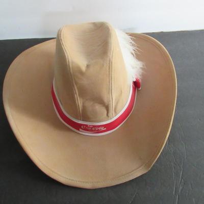 Older Men's Coca Cola Cowboy Hat With Feather, M