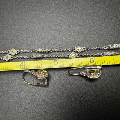 Judith Ripka Heart Necklace and Earrings 14K 925