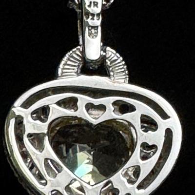 Judith Ripka Heart Necklace and Earrings 14K 925