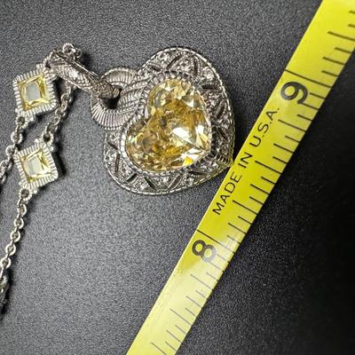 Judith Ripka Heart Necklace and Earrings 14K 925