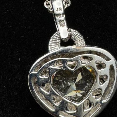 Judith Ripka Heart Necklace and Earrings 14K 925