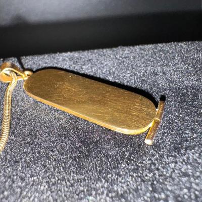 30” Gold Chain & Pendant with Egyptian Hieroglyphs