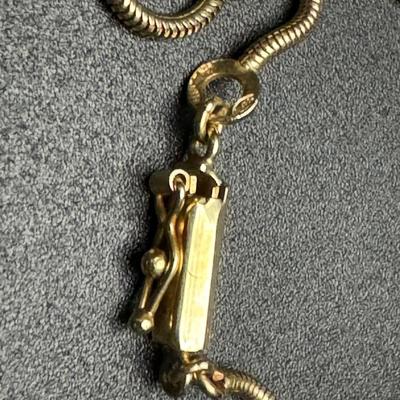 30” Gold Chain & Pendant with Egyptian Hieroglyphs