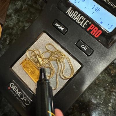 30” Gold Chain & Pendant with Egyptian Hieroglyphs