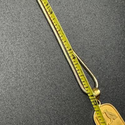 30” Gold Chain & Pendant with Egyptian Hieroglyphs