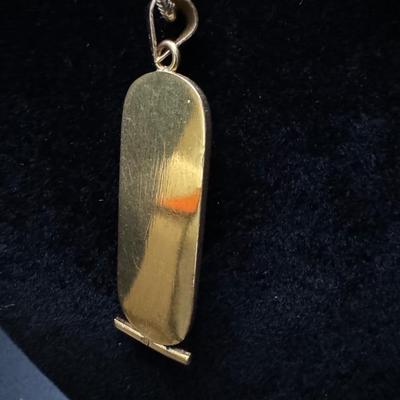 30” Gold Chain & Pendant with Egyptian Hieroglyphs