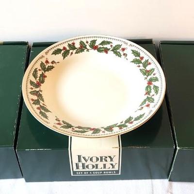 Lot #26 Macy's "Holly Ivy" Soup Bowls - 3 boxes of 4 - discontinued