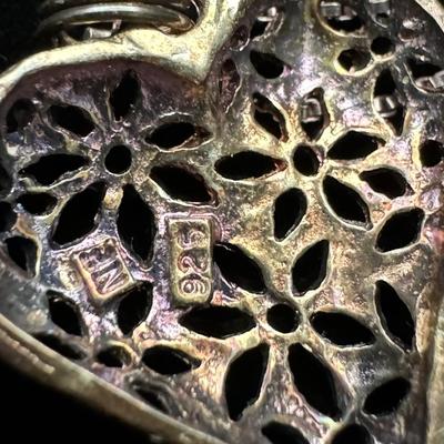 Sterling Silver Heart Necklace and Sterling Pearl Earrings