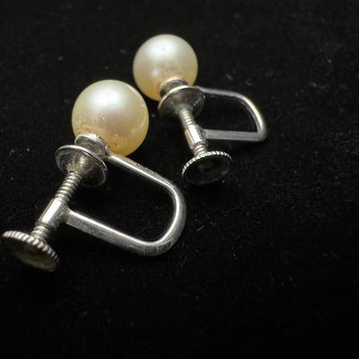 Sterling Silver Heart Necklace and Sterling Pearl Earrings