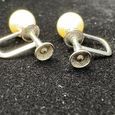 Sterling Silver Heart Necklace and Sterling Pearl Earrings