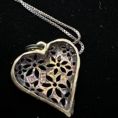 Sterling Silver Heart Necklace and Sterling Pearl Earrings