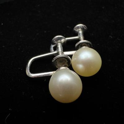 Sterling Silver Heart Necklace and Sterling Pearl Earrings