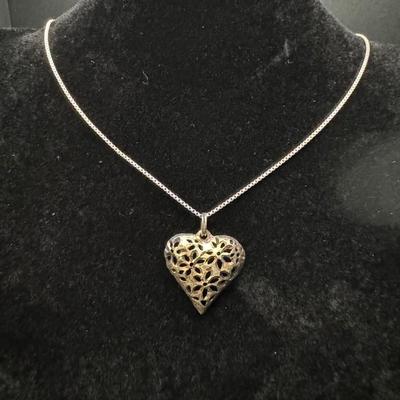 Sterling Silver Heart Necklace and Sterling Pearl Earrings