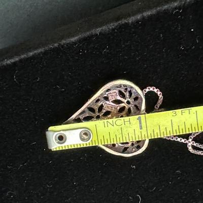 Sterling Silver Heart Necklace and Sterling Pearl Earrings