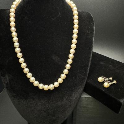 Vintage Pearl Earrings & Necklace