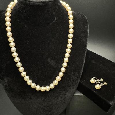 Vintage Pearl Earrings & Necklace