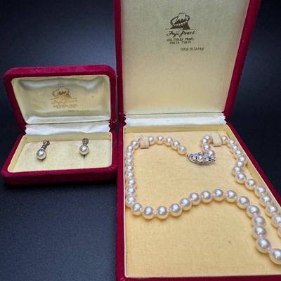 Vintage Pearl Earrings & Necklace