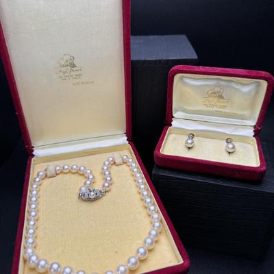 Vintage Pearl Earrings & Necklace