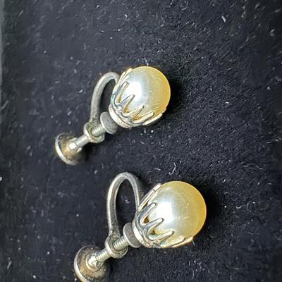 Vintage Pearl Earrings & Necklace