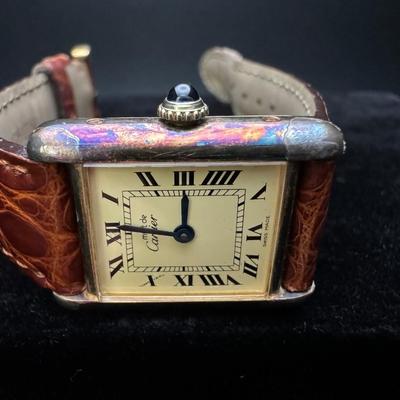 Cartier Paris Watch Argent 925 Plaque OR G 20M Swiss