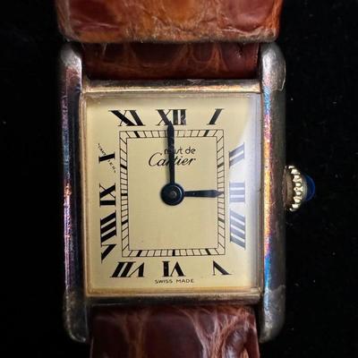 Cartier Paris Watch Argent 925 Plaque OR G 20M Swiss