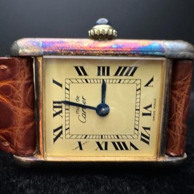 Cartier Paris Watch Argent 925 Plaque OR G 20M Swiss