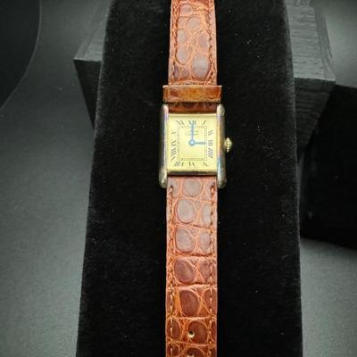 Cartier Paris Watch Argent 925 Plaque OR G 20M Swiss