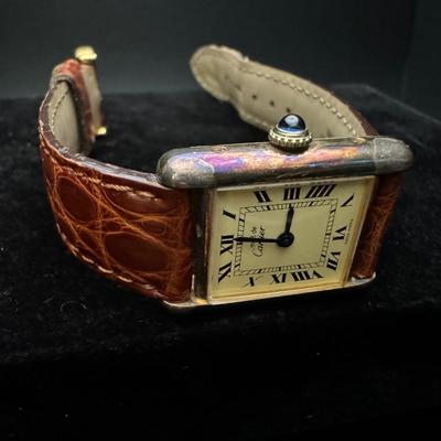 Cartier Paris Watch Argent 925 Plaque OR G 20M Swiss