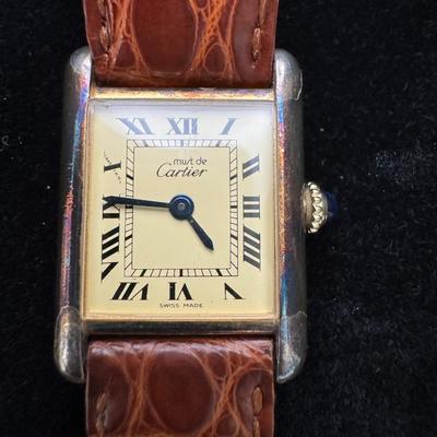 Cartier Paris Watch Argent 925 Plaque OR G 20M Swiss