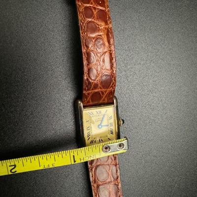 Cartier Paris Watch Argent 925 Plaque OR G 20M Swiss