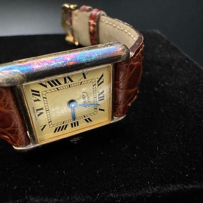 Cartier Paris Watch Argent 925 Plaque OR G 20M Swiss