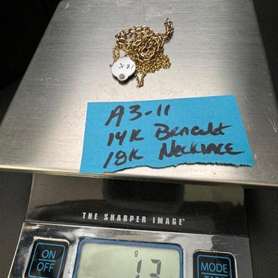 14K Gold Bracelet & 18K Gold Chain Necklace