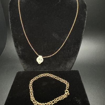 14K Gold Bracelet & 18K Gold Chain Necklace