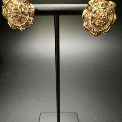 14K Gold Baguette & Round Diamond Earrings - Heavy