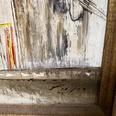 Vintage framed painting, thale vessel