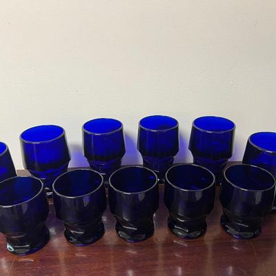 vintage cobalt blue glass set georgian honeycomb