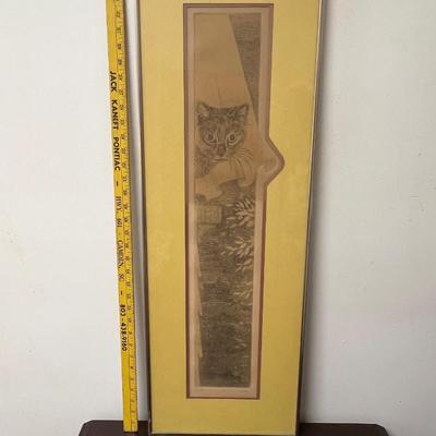 framed cat print titled watch 1976