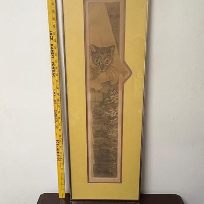 framed cat print titled watch 1976