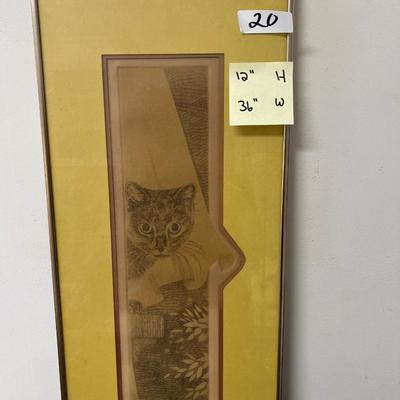 framed cat print titled watch 1976